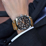 BENYAR Big Dial Sport Watch Men Waterproof Outdoor Military Chronograph Quartz Leather Watch Army Male Clock Relogio Masculino