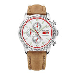 Reef Tiger/RT Sport Watch for Men Chronograph Quartz Watch With And Super Luminous Watch Italian Calfskin Leather Band RGA3029