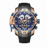 Reef Tiger/RT Mens Sport Watches Rubber Strap Complicated Dial Rose Gold Automatic Military Watches RGA3503