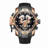 Reef Tiger/RT Mens Sport Watches Rubber Strap Complicated Dial Rose Gold Automatic Military Watches RGA3503