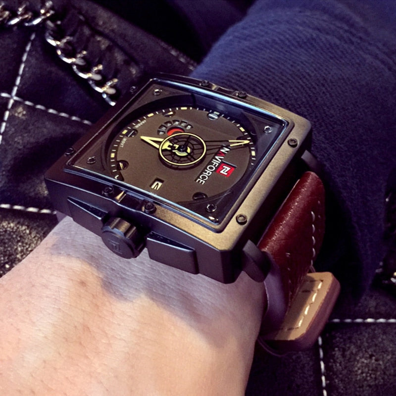 NAVIFORCE Men Quartz Sports Watches Fashion Top Brand Leather Strap Creative Waterproof Wristwatches Man Clock Relogio Masculino