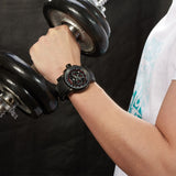 Reef Tiger/RT Outdoor Sport Quartz Watch with Chronograph Date Black Steel Rubber Strap Watches For Men RGA3063