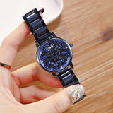 2019 Top Brand Women Watch Women Stainless Steel Wristwatches Lady Shining Rotation Dress Watches Rhinestone Clock montre femme