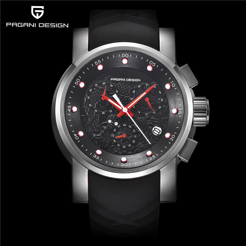 Mens Watches Top Luxury Brand PAGANI DESIGN Sport Military Quatz Watch Silicone Strap Chronograph Waterproof Men's Wrist watch
