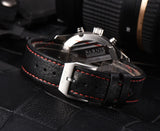 Newest 43mm Parnis Brand Quartz Watch Men Three Small Dial Chronograph Week Calendar Leather Quartz Pilot Military Men's Watches