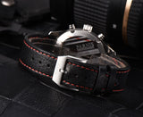 Newest 43mm Parnis Brand Quartz Watch Men Three Small Dial Chronograph Week Calendar Leather Quartz Pilot Military Men's Watches