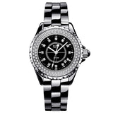 BUREI 18003 Switzerland watch women luxury brand J12 series Austria diamond Ceramic calendar Double black relogio feminino