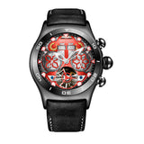 Reef Tiger Mens Sport Watches Waterproof Luxury Rose Gold Skeleton Automatic Watches Tourbillon Leather Strap Watches RGA703