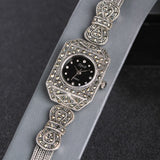 JIASHUNTAI Vintage 100% Silver 925 Watch For Women Retro 925 Sterling Silver Clock Female Bracelets Watch Jewelry