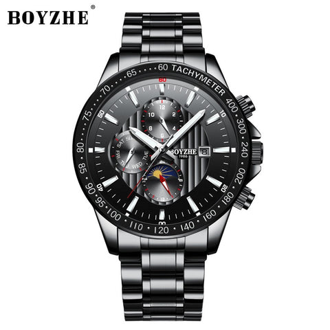 Luxe mannen merk horloges rvs mechanische Automatische business man horloges waterdicht Multifunctionele mens watch