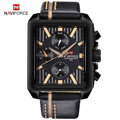 NAVIFORCE Men Fashion Creative Quartz Wrist Watch Sports Watches Top Brand Waterproof Leather Strap Clock Male Relogio Masculino