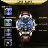 2019 LIGE Mens Watches Top Brand Luxury Men's Sport's Watch For Men Casual Leather Waterproof Watch Quarzt Clock Erkek Kol Saati