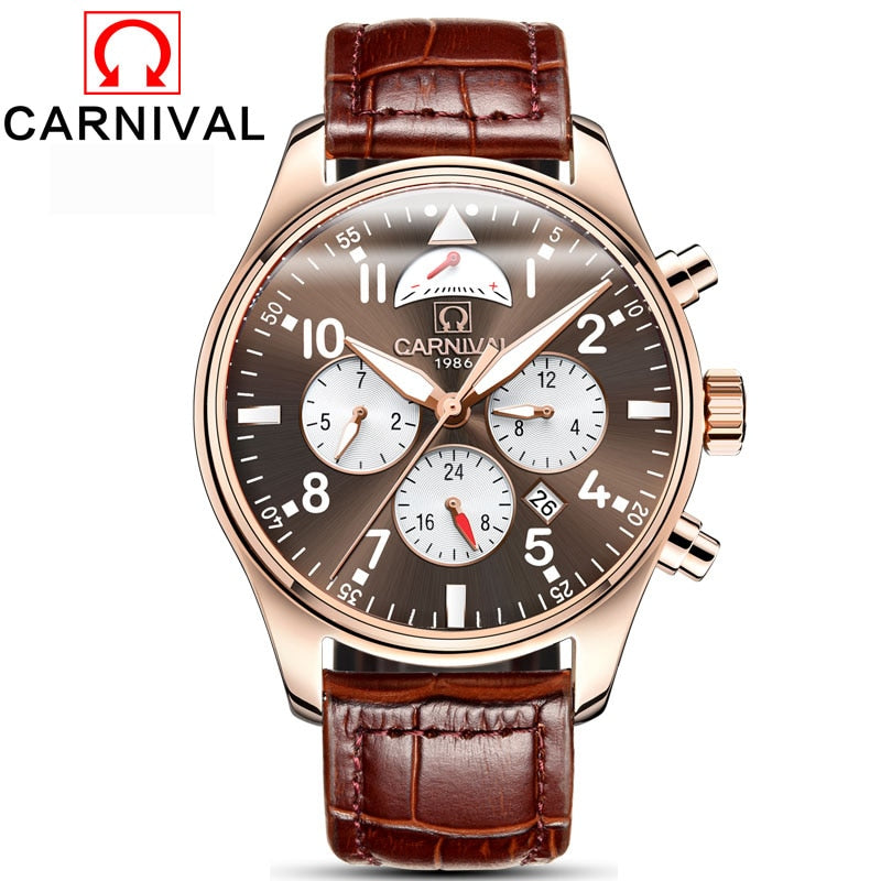 Carnival Sport Automatic Watch Men Waterproof 150M Diver Sapphire Crystal Mens Mechanical Watches Multifunction Male Clock Saat