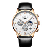 2017 LIGE Mens Watches Fashion Casual Sport Quartz Watch Men Chronograp Clock Man Leather Business Wrist watch Relogio Masculino