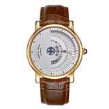 PRINCE GERA Men's Unique Dial Genuine Leather Automatic Mechanical Watch Rose Gold Ultra Thin Men's Waterproof Men's Watch es