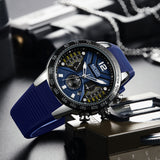 2019 New Top Brand Luxury Male MEGIR Men Sport Watch Date Chronograph Silicone Strap Quartz Army Military Watches Clock Gift Box