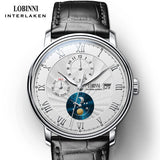 New LOBINNI Switzerland Men Watches Luxury Brand Wristwatches Seagull Automatic Mechanical Clock Sapphire Moon Phase L1023B-5
