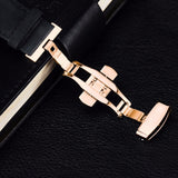 Reef Tiger/RT Mens Sport Watches Brown Leather Strap Skeleton Quartz Watches Chronograph Stop Watches RGA792