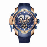 Reef Tiger/RT Mens Sport Watches Rubber Strap Complicated Dial Rose Gold Automatic Military Watches RGA3503