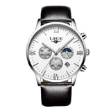 2017 LIGE Mens Watches Fashion Casual Sport Quartz Watch Men Chronograp Clock Man Leather Business Wrist watch Relogio Masculino