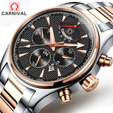 24 Jewels MIYOTA Automatic mechanical watch 50M water Top Brand Luxury CARNIVAL wristwatches mens Automatic mechanical watch