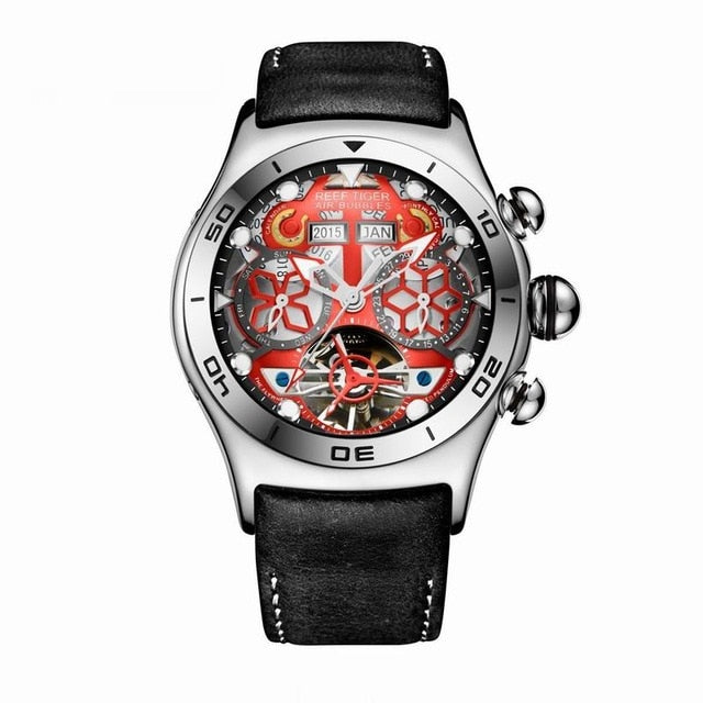 Reef Tiger Aurora Serier RGA703 Men Fashion Multifunction Concept Dial Automatic Mechanical Wrist Watch With Year Month Calendar