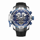 Reef Tiger/RT Mens Sport Watches Rubber Strap Complicated Dial Rose Gold Automatic Military Watches RGA3503