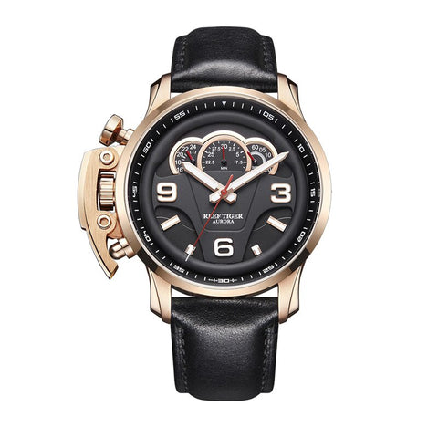 2019 Reef Tiger/RT Top Brand Luxury Men Sport Watches Chronograph Luminous Rose Gold Waterproof Analog Watches RGA2105