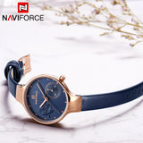 NAVIFORCE Luxury Brand Fashion Women Watches Ladies Dress Simple Clock Blue Leather Quartz Watch relogio feminino New Year gift