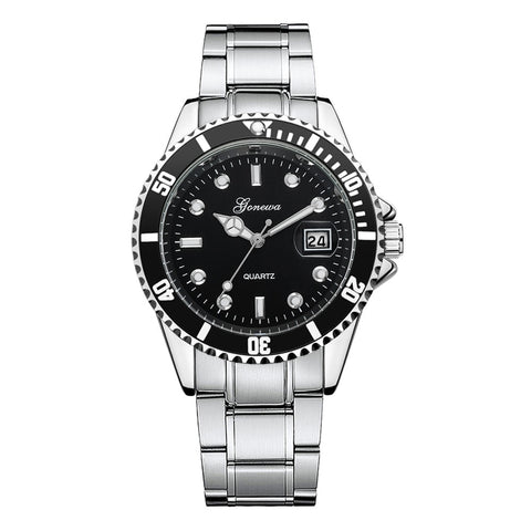 GONEWA Men Fashion Business Watches Military Stainless Steel Date Sport Quartz Analog Unisex Mens Clock Wrist Watch relogio