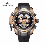 Reef Tiger/RT Mens Sport Watches Rubber Strap Complicated Dial Rose Gold Automatic Military Watches RGA3503