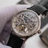Full Skeleton Hollow Mechanical Watches Men's Original ST8000K Seagull Tourbillon Men Wristwatch Crocodile Leather Strap Clock