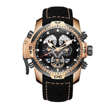 Reef Tiger Aurora Serier RGA3503 Men Sport Military Multifunction Dial Automatic Mechanical Wrist Watch - Leather Watchband