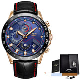 LIGE Mens Watches Top Brand Luxury Quartz Watch Gold Men Casual Leather Military Waterproof Sport Wristwatch Relogio Masculino