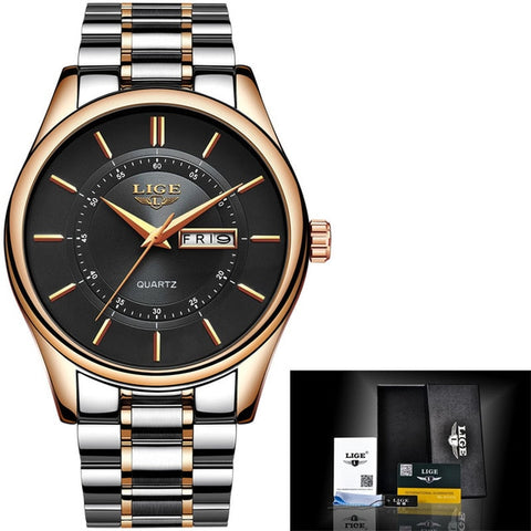 LIGE Men Watch 30m Waterproof Mens Watches Top Brand Luxury Steel Watch Chronograph Male Clock Casual sport relojes hombre