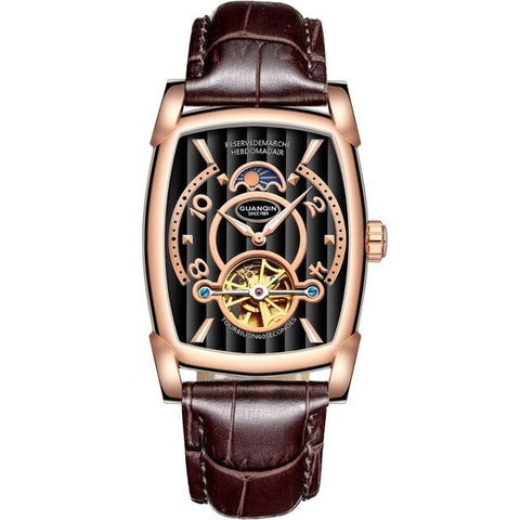 GUANQIN Mechanical Watches Luxury Watch Men Tourbillon Automatic Square Skeleton Watch 2018 Male Clock Relogios dropshipping