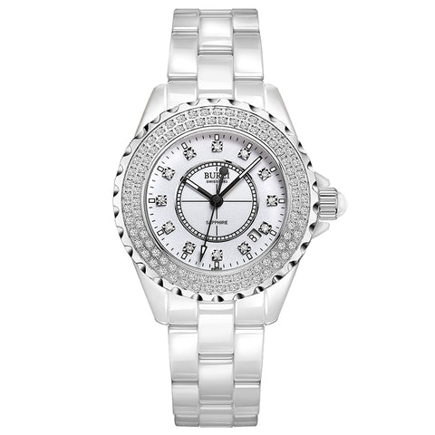 BUREI 18003 Switzerland watch women luxury brand J12 series Austria diamond Ceramic calendar Double black relogio feminino