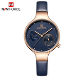 NAVIFORCE Luxury Brand Fashion Women Watches Ladies Dress Simple Clock Blue Leather Quartz Watch relogio feminino New Year gift