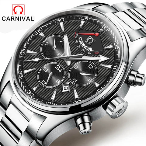 24 Jewels MIYOTA Automatic mechanical watch 50M water Top Brand Luxury CARNIVAL wristwatches mens Automatic mechanical watch