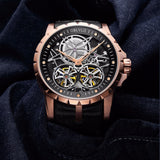 2019 New Arrival OBLVLO Luxury Rose Gold Transparent Watches Tourbillon Automatic Military Watches Men Relogio Masculino OBL3606