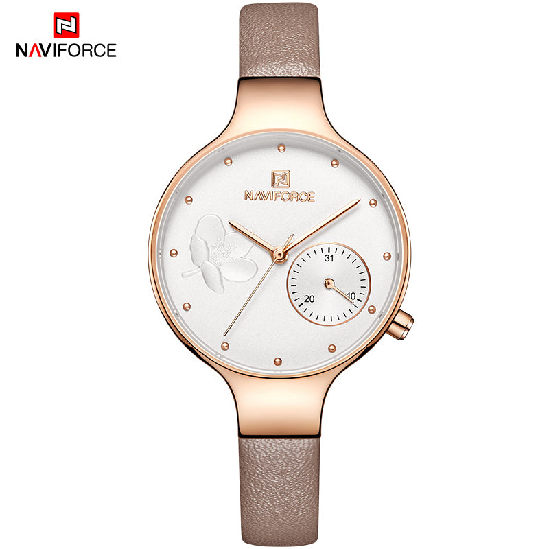 NAVIFORCE Luxury Brand Fashion Women Watches Ladies Dress Simple Clock Blue Leather Quartz Watch relogio feminino New Year gift