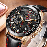 LIGE Mens Watches Top Brand Luxury Quartz Watch Gold Men Casual Leather Military Waterproof Sport Wristwatch Relogio Masculino