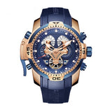 Reef Tiger Aurora Serier RGA3503 Men Sport Military Multifunction Dial Automatic Mechanical Wrist Watch - Rubber Watchband