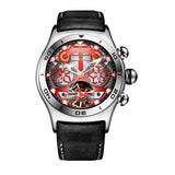 Reef Tiger Mens Sport Watches Waterproof Luxury Rose Gold Skeleton Automatic Watches Tourbillon Leather Strap Watches RGA703