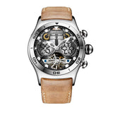 Reef Tiger Mens Sport Watches Waterproof Luxury Rose Gold Skeleton Automatic Watches Tourbillon Leather Strap Watches RGA703