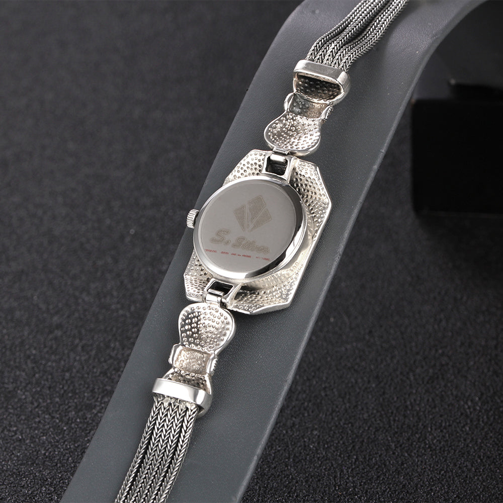 JIASHUNTAI Vintage 100% Silver 925 Watch For Women Retro 925 Sterling Silver Clock Female Bracelets Watch Jewelry