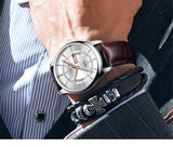 hot fashion man's quartz auto date wristwatch brand waterproof leather watches for men casual rose gold watch for male 2018 NEW