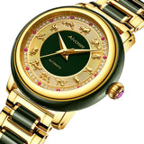 Fashion Zodiac Scale Dial Cyan Jade Men's Watch Sapphire Diamond inlay Clock Couple Automatic Mechanical Wrist Watches Ladies