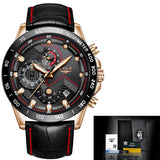 LIGE Mens Watches Top Brand Luxury Quartz Watch Gold Men Casual Leather Military Waterproof Sport Wristwatch Relogio Masculino