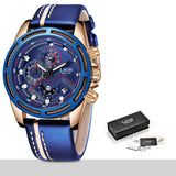 LIGE Watch Men Fashion Sport Quartz Clock Leather Mens Watches Top Brand Luxury Blue Waterproof Business Watch Relogio Masculino